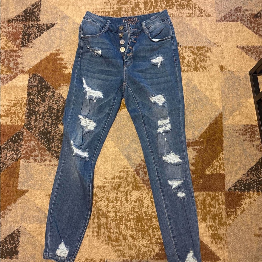 Rue21 High Rise Distressed Blue Jeans